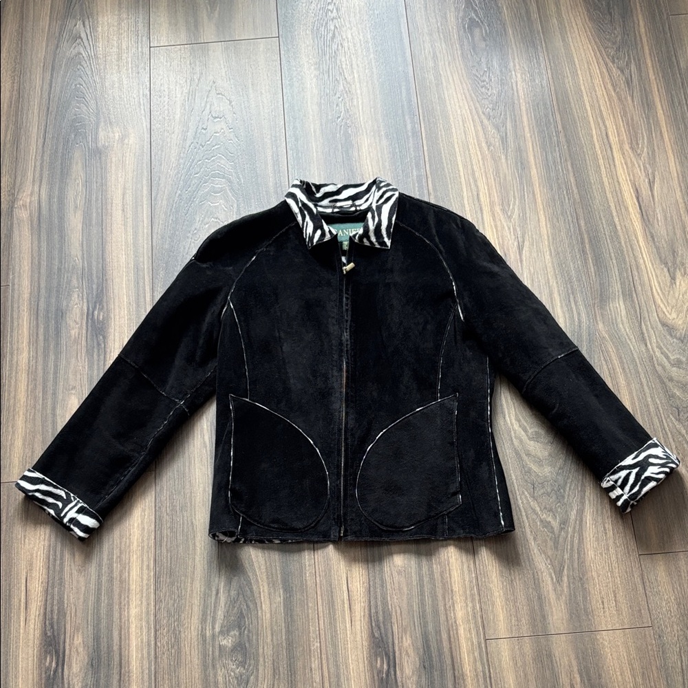 EUC-Danier Black Jacket with Zebra Accents